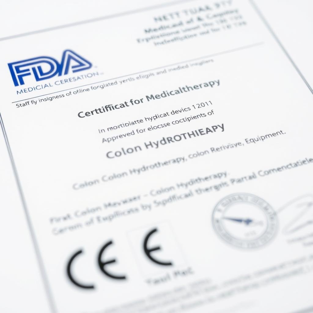 FDA certification document for colon hydrotherapy equipment