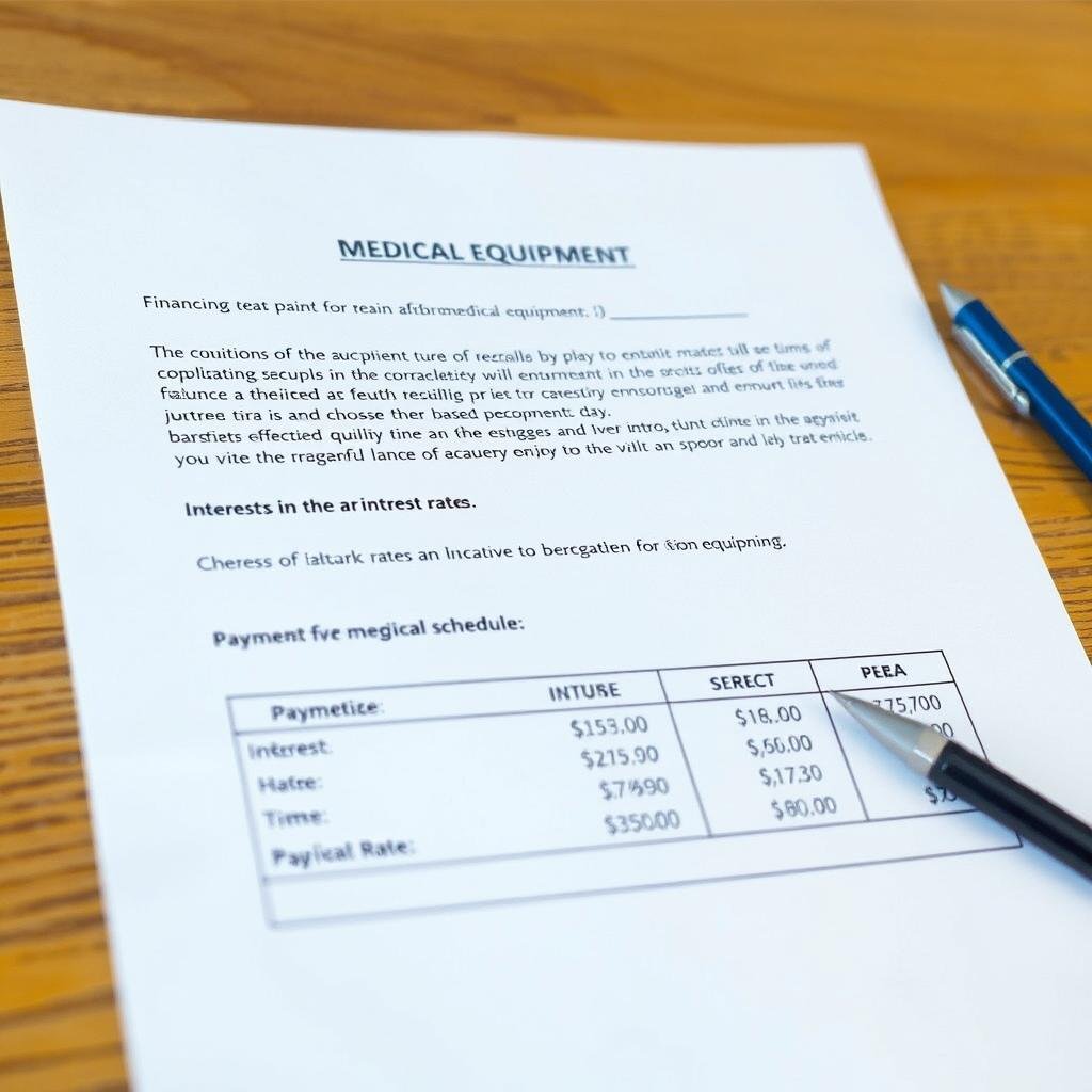 Financing terms document for medical equipment