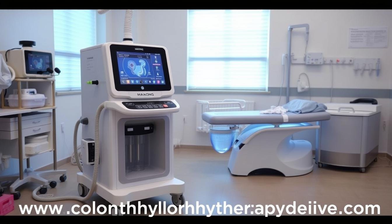 MAIKONG MK-9000 Professional Colon Hydrotherapy Machine with dual LCD screens and integrated treatment bed