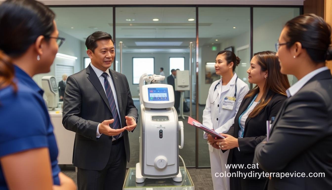 MAIKONG distributor presenting Colon Hydrotherapy Machine to clinic owners MAIKONG distributor presenting Colon Hydrotherapy Machine to clinic owners