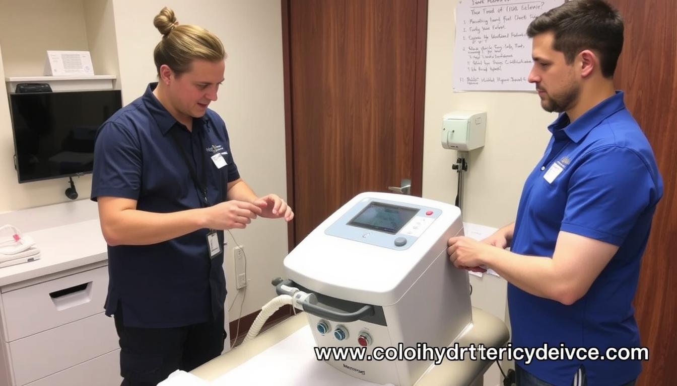 MAIKONG technical support team assisting with Colon Hydrotherapy Machine setup