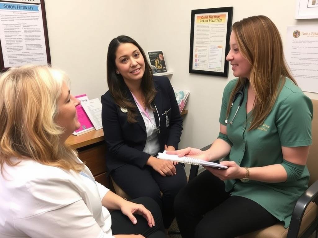 Patient discussing colon hydrotherapy questions with a healthcare provider