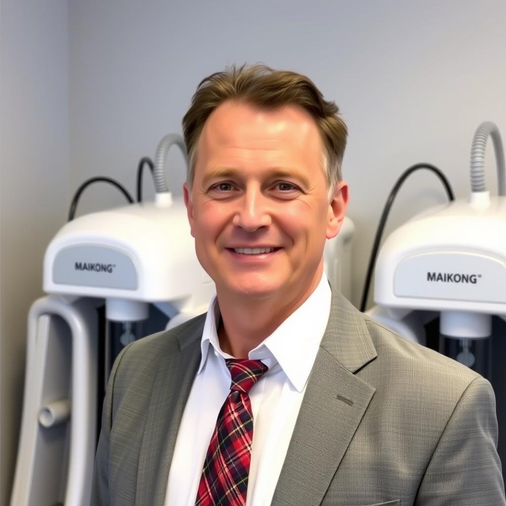 Portrait of a medical equipment distributor with MAIKONG products