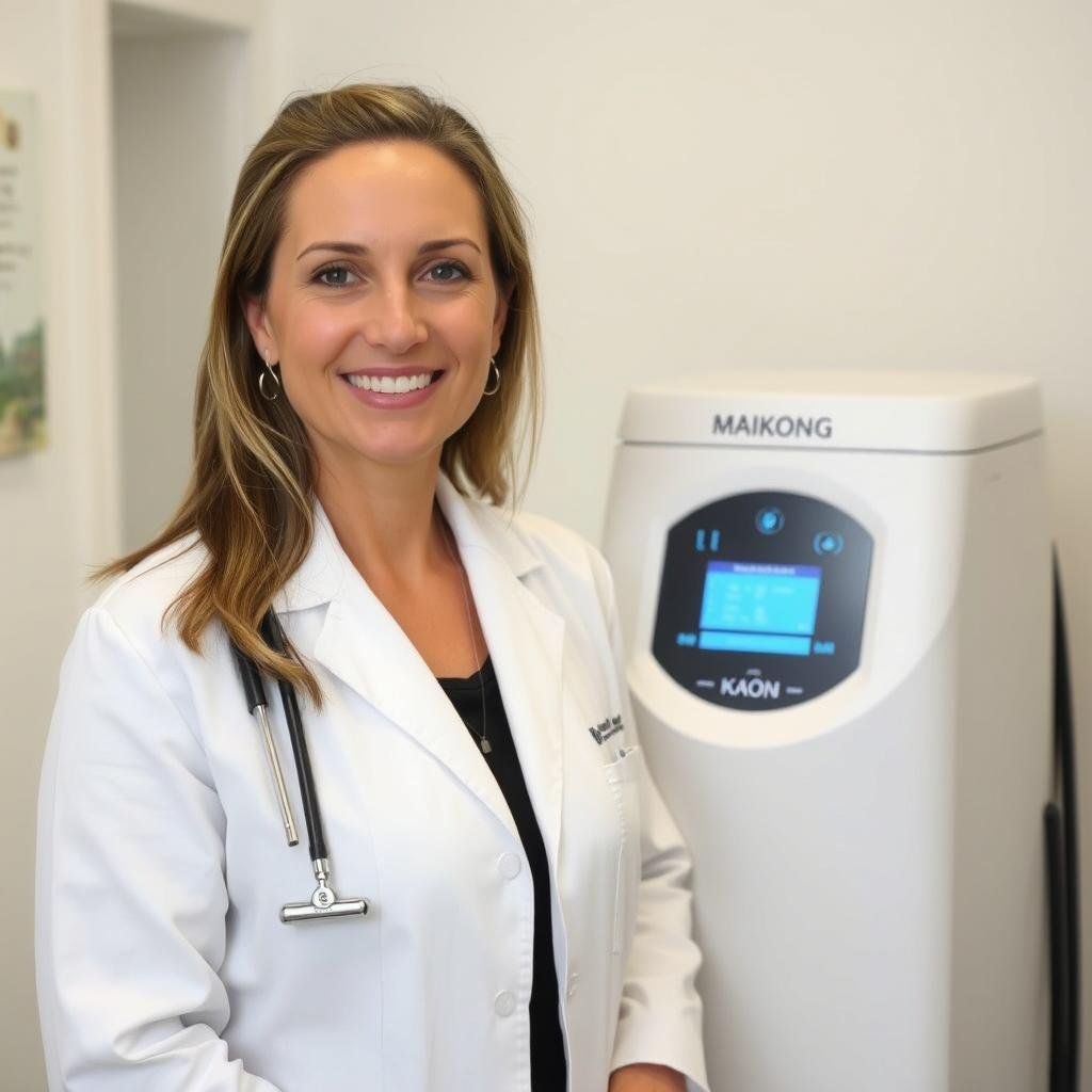 Portrait of a wellness clinic director using MAIKONG equipment