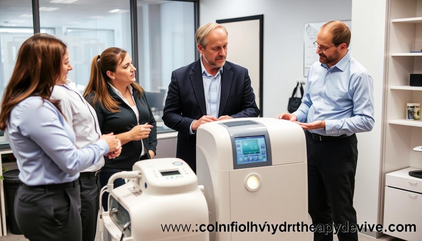 Professional colon hydrotherapy equipment with business owners