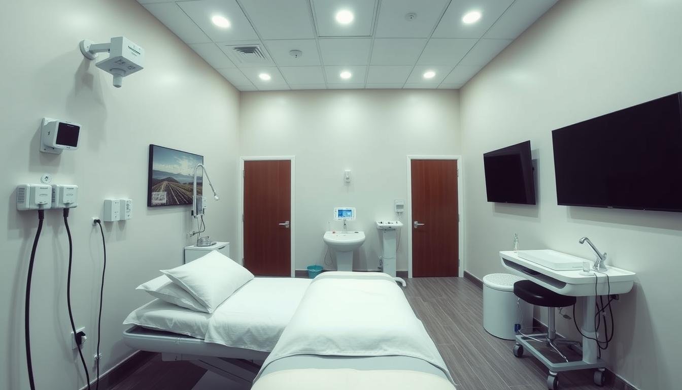 Professional colon hydrotherapy treatment room with modern equipment