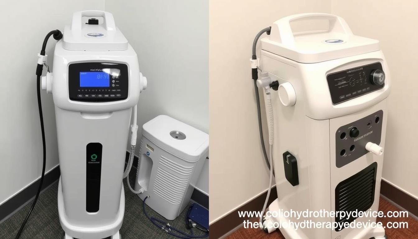 Side-by-side comparison of new and used colon hydrotherapy equipment