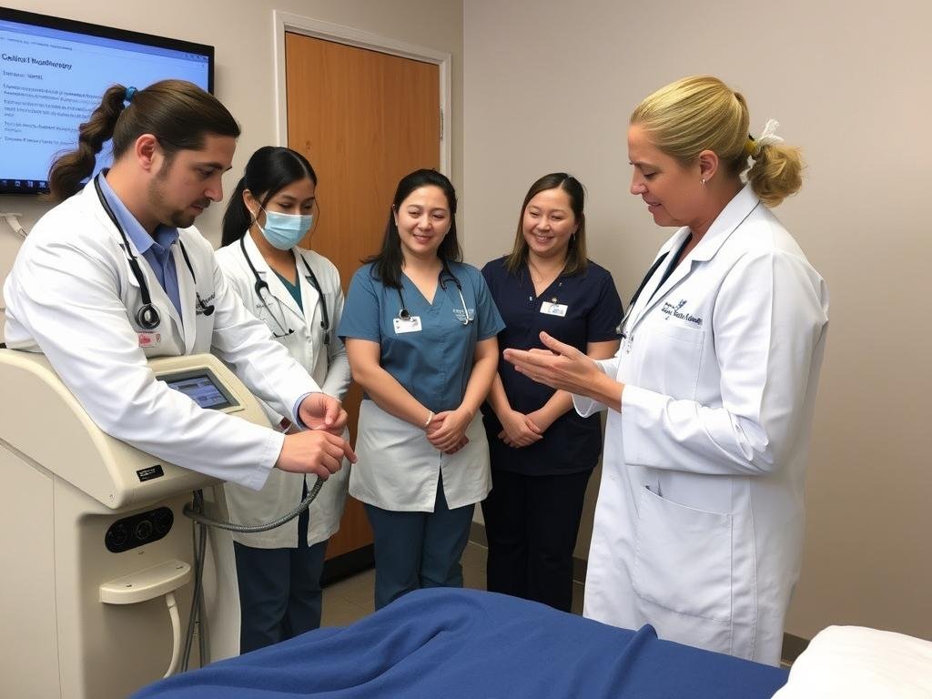 Staff training on colon hydrotherapy equipment