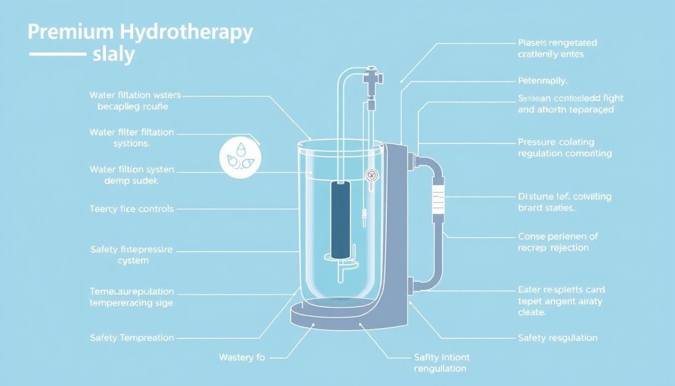 Technical components of a premium Colon Hydrotherapy Machine with labels