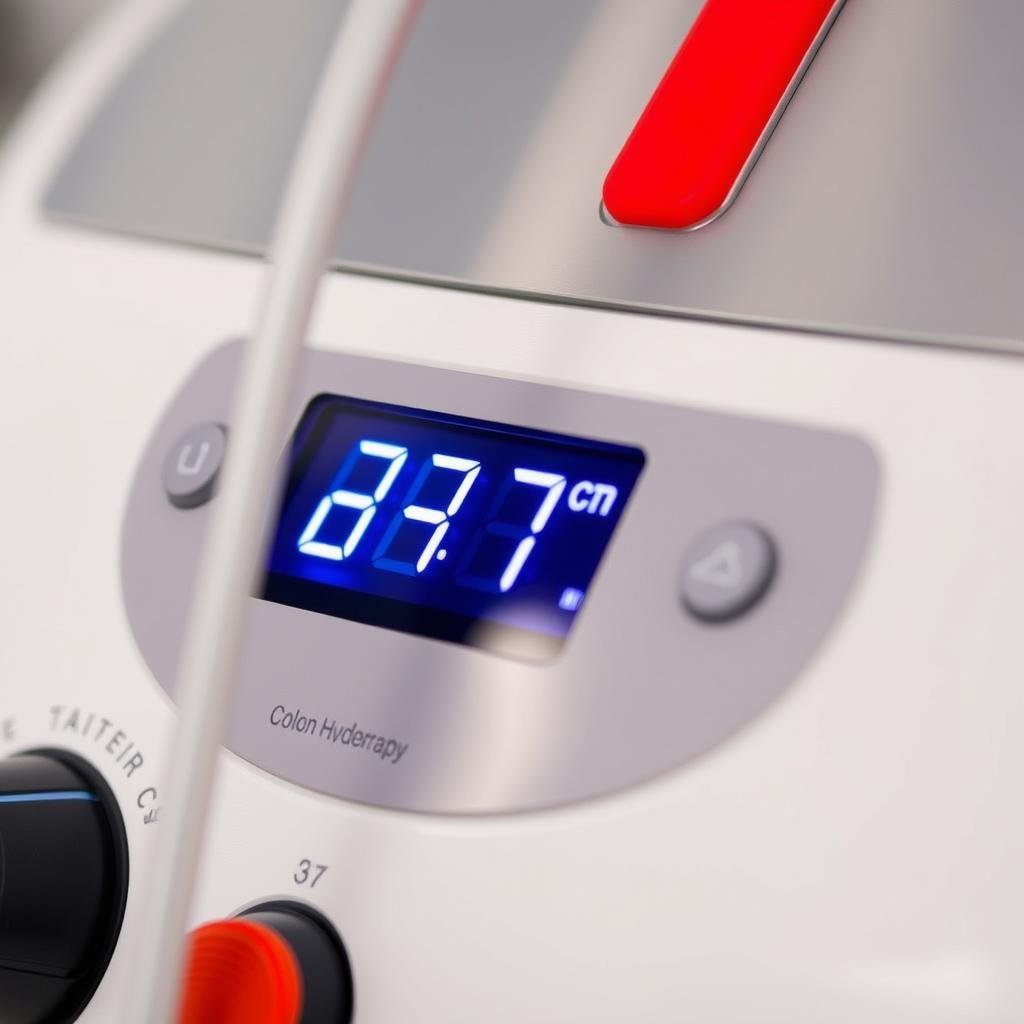 Temperature control display on colon hydrotherapy device