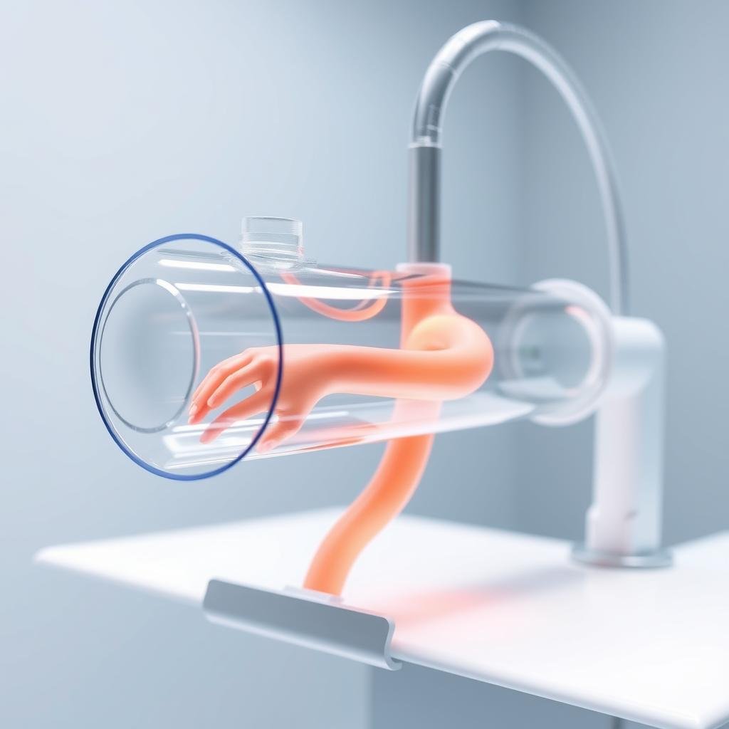 Transparent viewing tube showing treatment progress