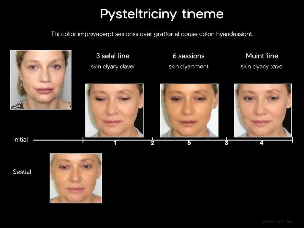 Treatment timeline showing skin improvement progression