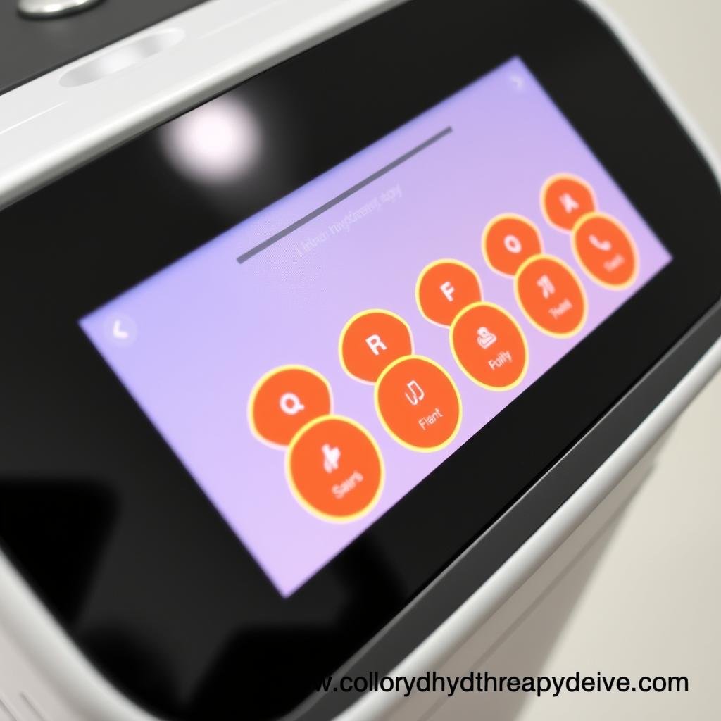 User-friendly control panel on a modern colon hydrotherapy device User-friendly control panel on a modern colon hydrotherapy device