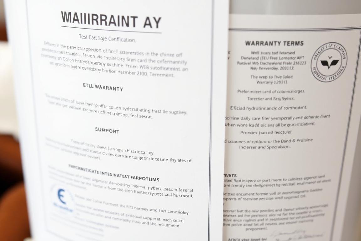 Warranty certificate and documentation for a Colon Hydrotherapy Machine