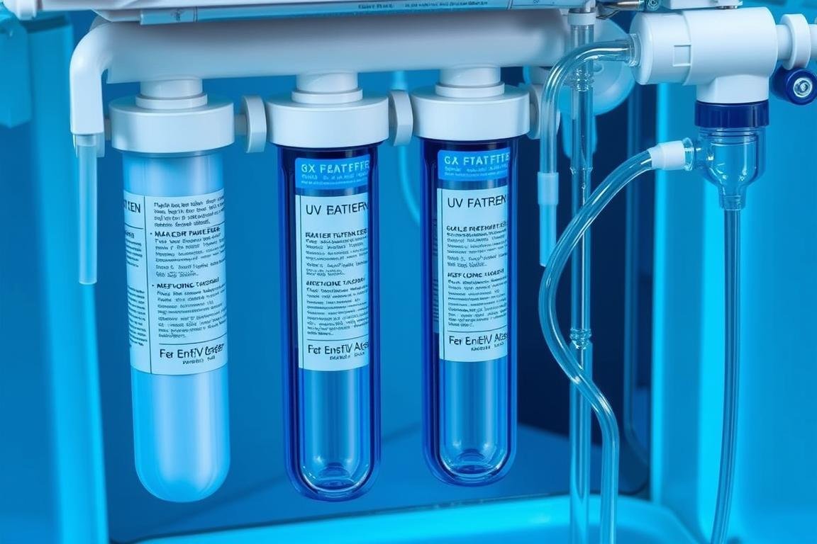 Water filtration system of a professional colon hydrotherapy device