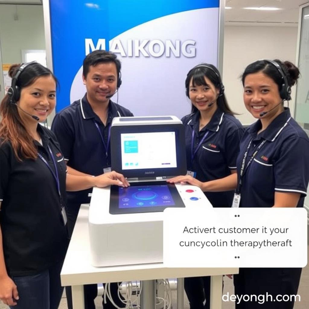 MAIKONG technical support team assisting with colonic irrigation kit setup MAIKONG technical support team assisting with colonic irrigation kit setup