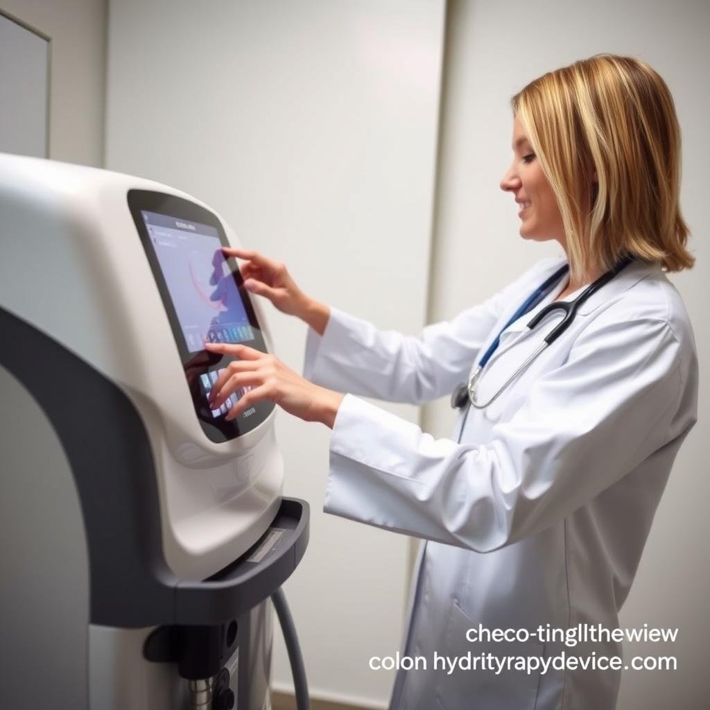 Medical professional easily operating MAIKONG colon detox machine