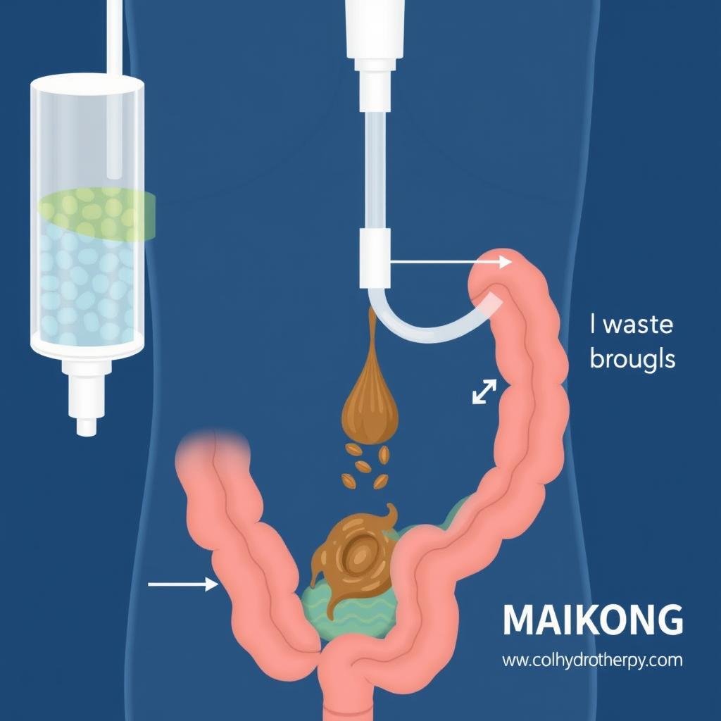 Waste elimination process in MAIKONG colonic irrigation system Waste elimination process in MAIKONG colonic irrigation system